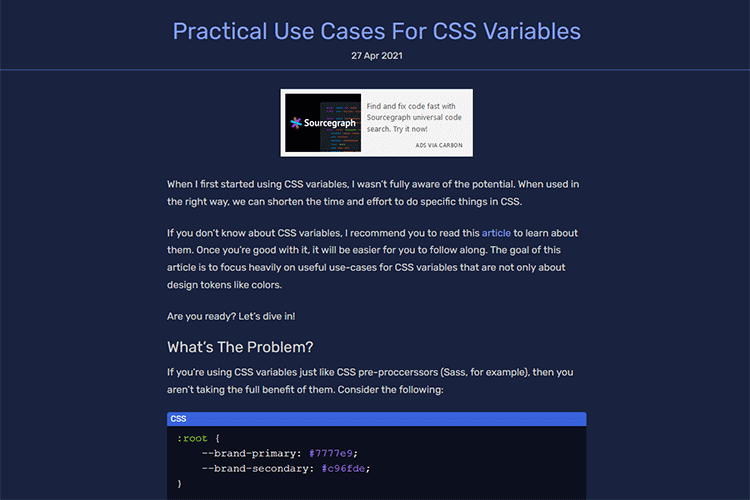 Example from Practical Use Cases For CSS Variables