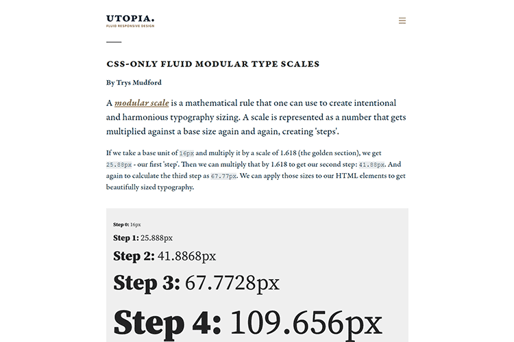 Example from CSS-only fluid modular type scales