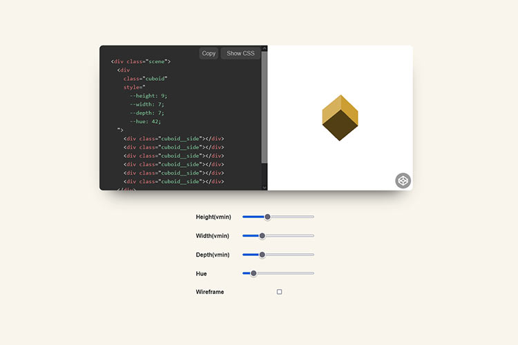 Example from CSS Cuboid Generator w/ React & Prism