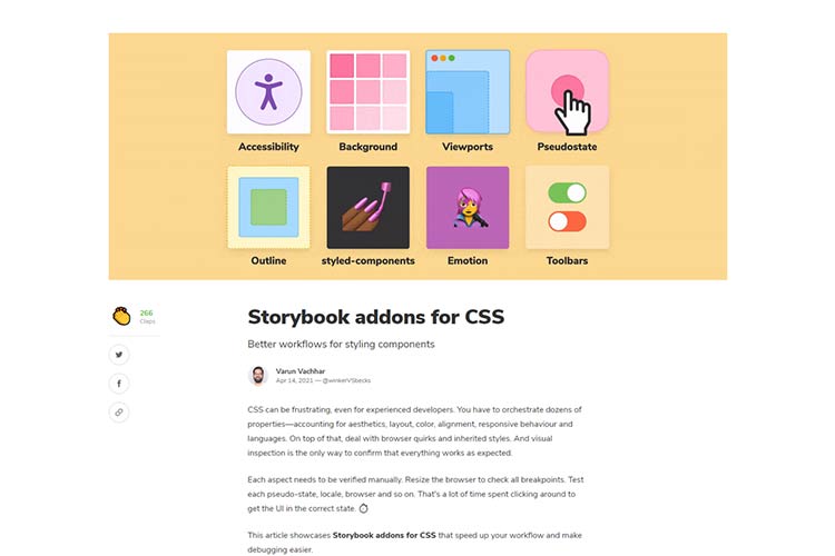 Example from Storybook addons for CSS