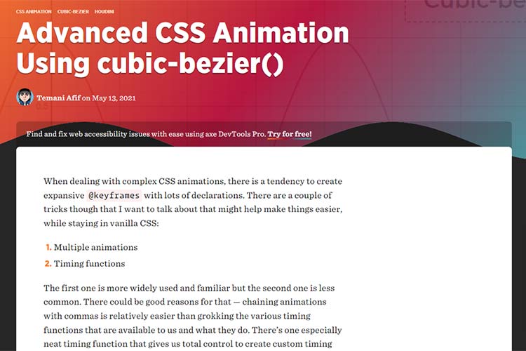 Example from Advanced CSS Animation Using cubic-bezier()