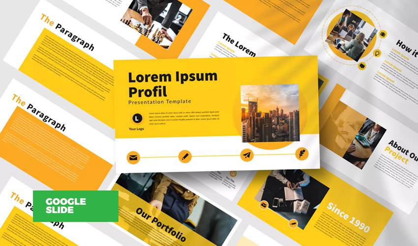 Yellow Bussiness business google slides theme presentation template