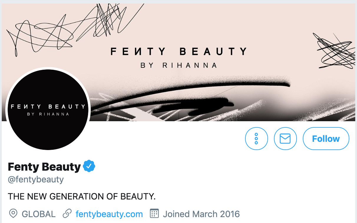 Twitter bio ideas - Fenty Beauty