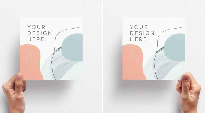Holding Square Paper Photoshop PSD Mockup Template