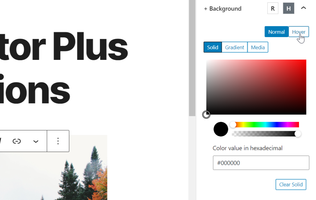 background options for editor plus plugin