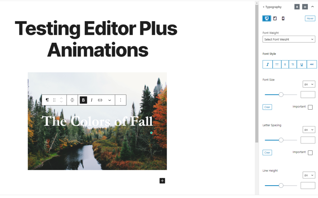 typography options for editor plus plugin