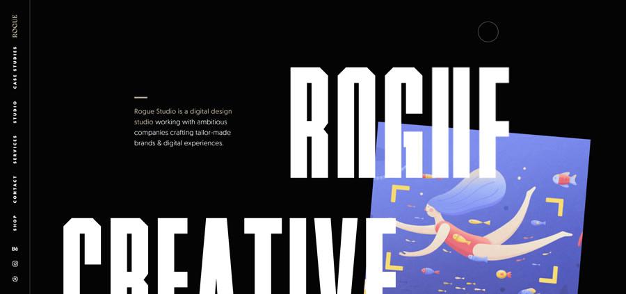Rogue Studio Sticky Vertical Navigation Web Design Inspiration