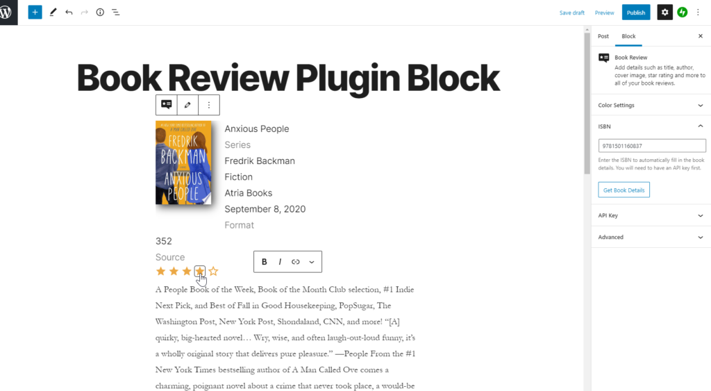 add review to book review block