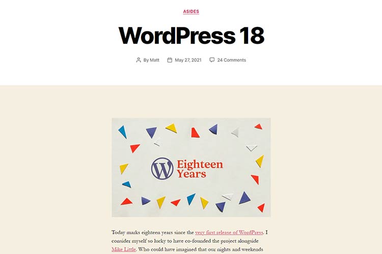Example from WordPress 18