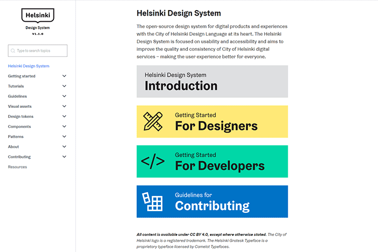 Example from Helsinki Design System