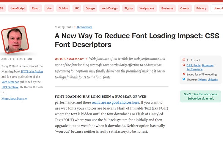 Example from A New Way To Reduce Font Loading Impact: CSS Font Descriptors