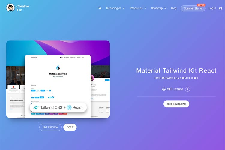 Example from Material Tailwind Kit React