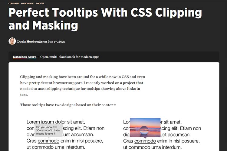 Example from Perfect Tooltips With CSS Clipping and Masking