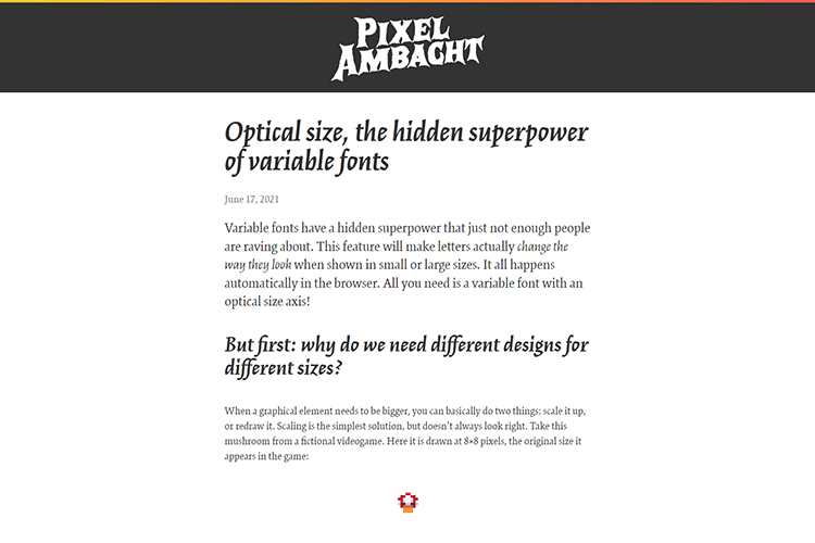 Example from Optical size, the hidden superpower of variable fonts