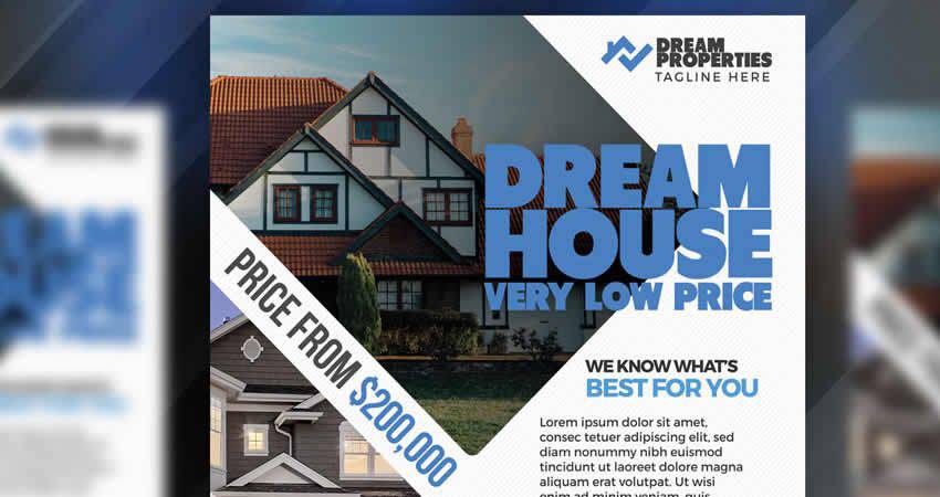 Dream House Real Estate Flyer Template Photoshop PSD