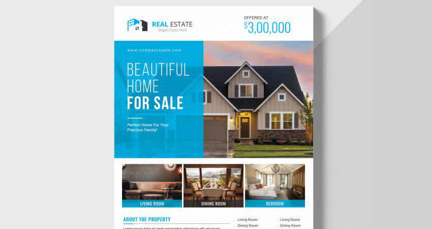 Beautiful Home Real Estate Flyer Template Photoshop PSD