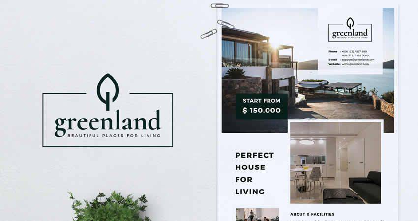 Greenland Real Estate Flyer Template Photoshop PSD