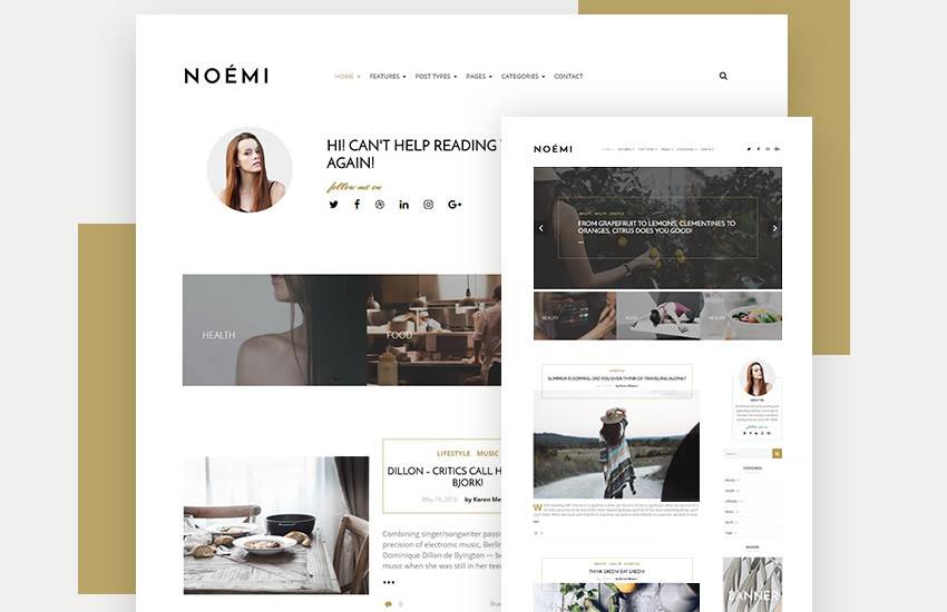 Noemi Elegant Blog web design layout adobe photoshop template free psd format