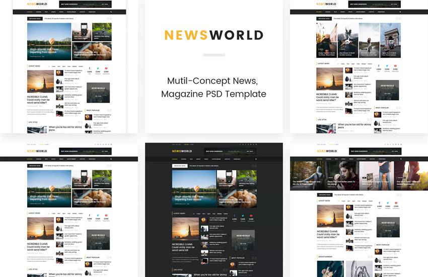 Magazine web design layout adobe photoshop template free psd format