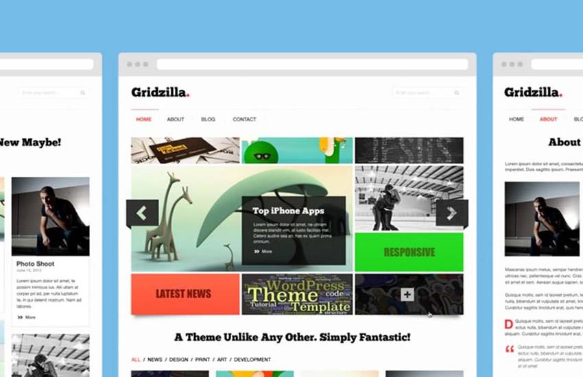 Gridzilla Magazine web design layout adobe photoshop template free psd format
