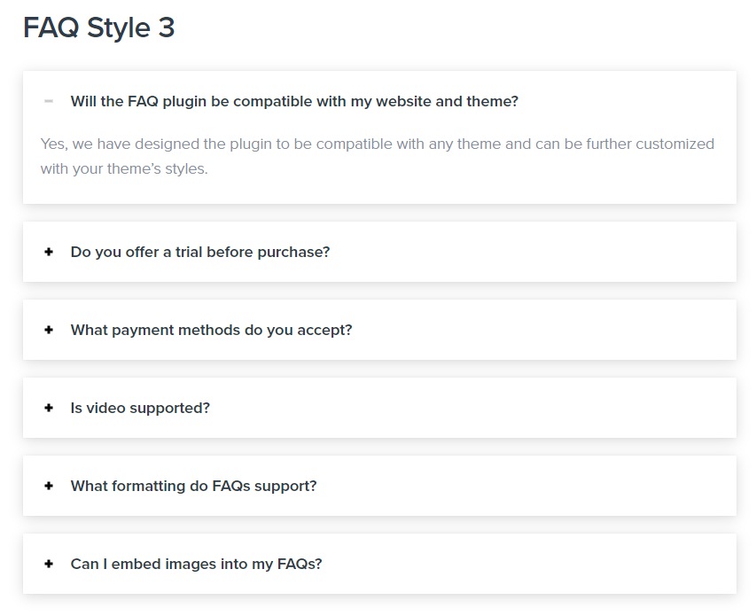 The Heroic FAQs front-end view