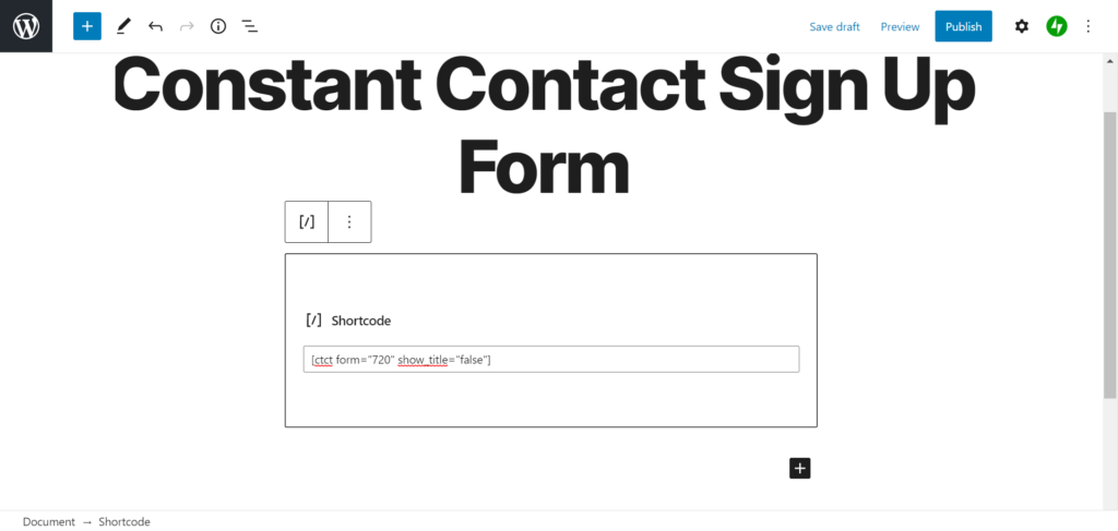 add constant contact form to wordpress