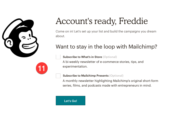 account set up complete in mailchimp