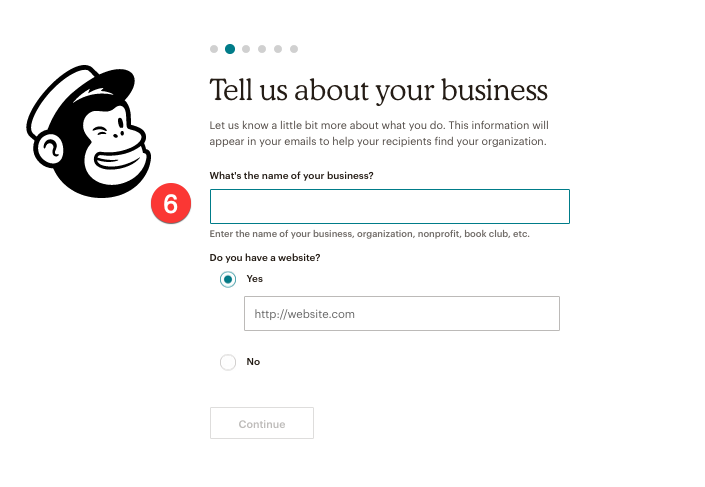 add business information for mailschimp account