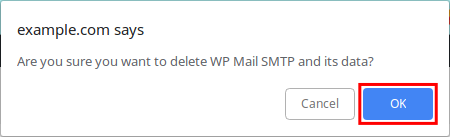 confirm deletion of wp mail smtp plugin