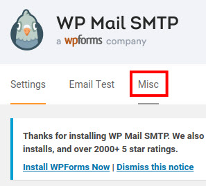 wp mail smtp misc settings
