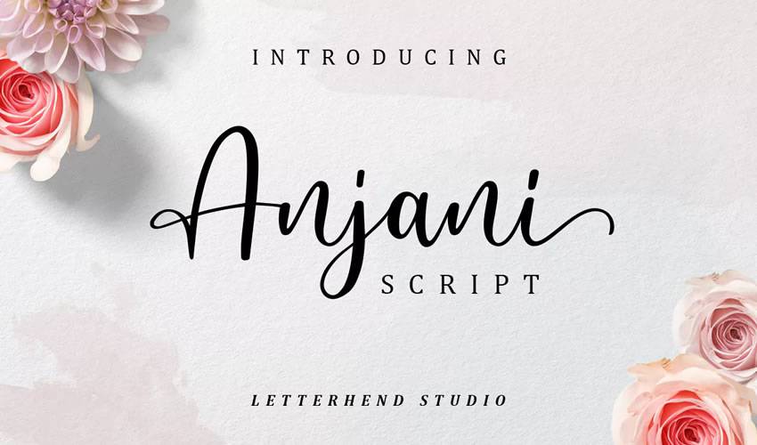 free font calligraphy typography script Anjani Script Modern