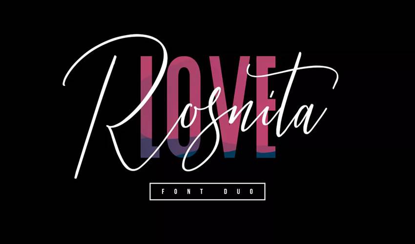 free font calligraphy typography script Love Rosnita