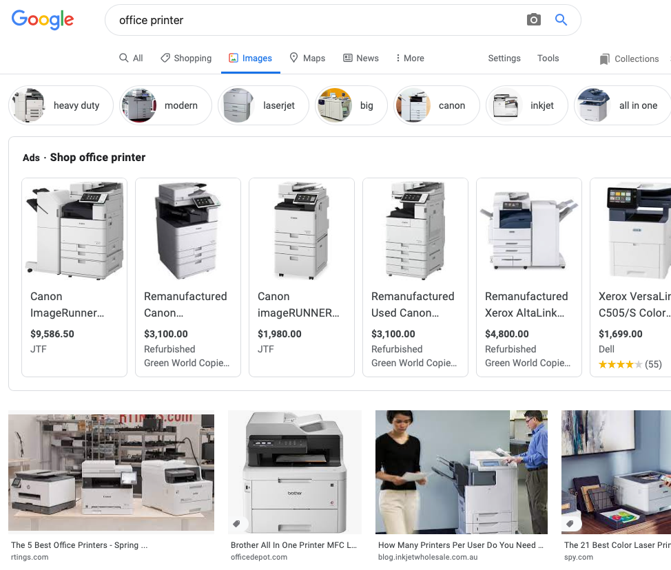 office printer search results