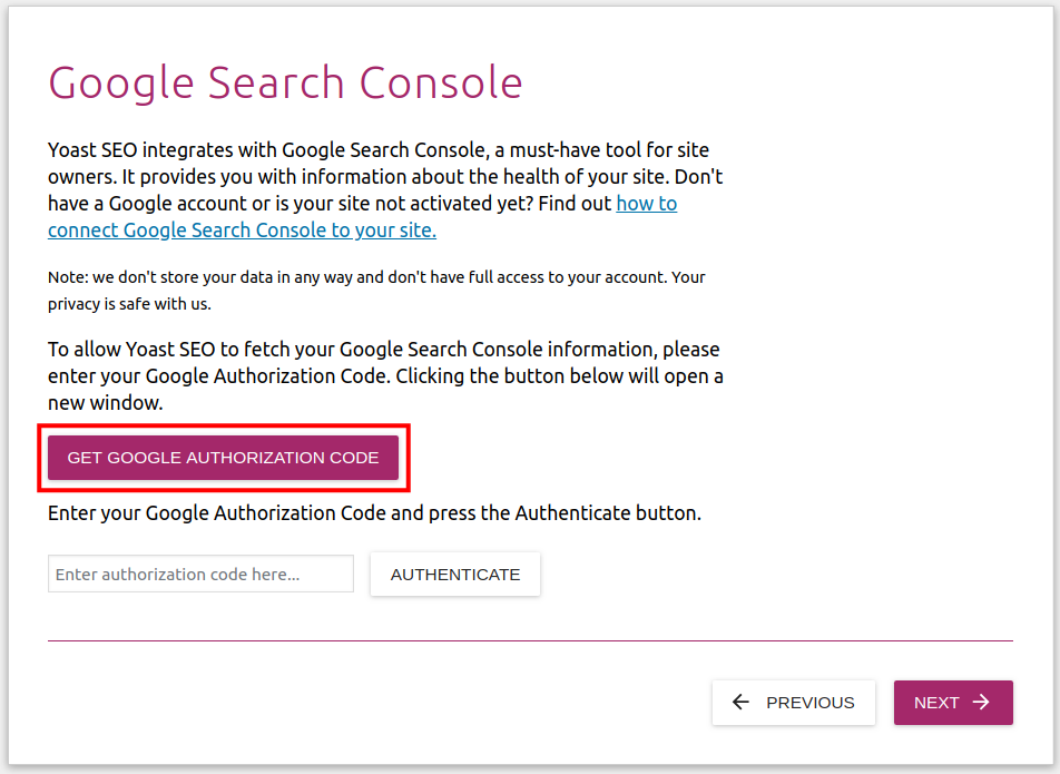 link google search console