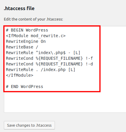edit htaccess file