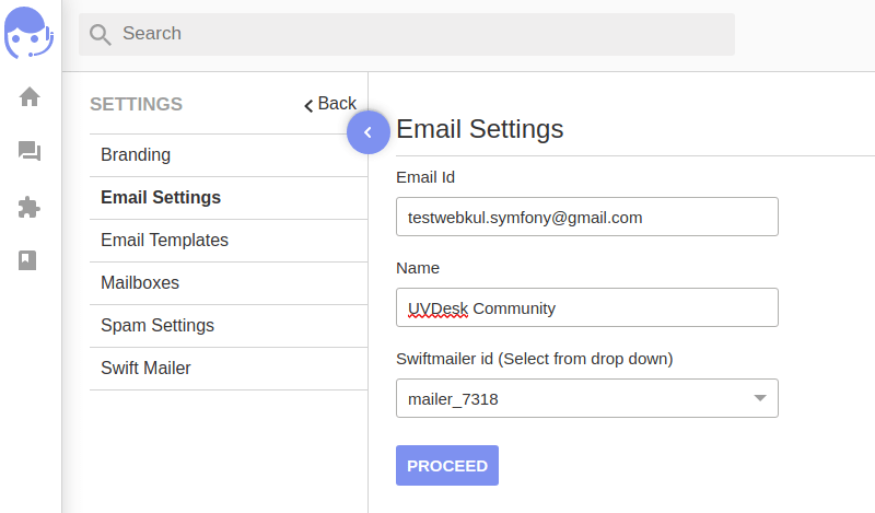 uvdesk mail settings