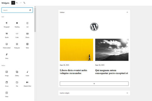 Example from The WordPress Widgets Screen Joins the Gutenberg Era