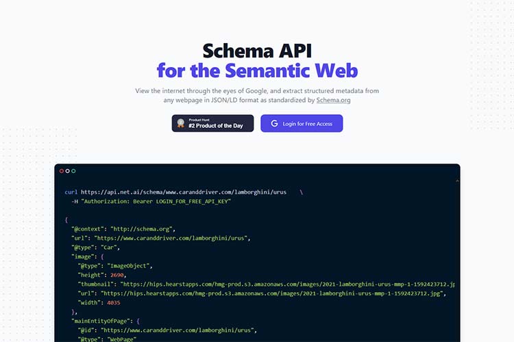 Example from Schema API for the Semantic Web