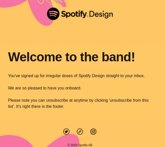 Spotify Email Marketing Welcome Email Example 
