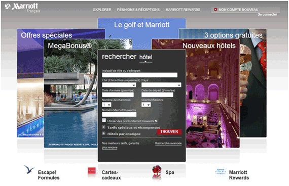 marriott website for France geo targeting example 