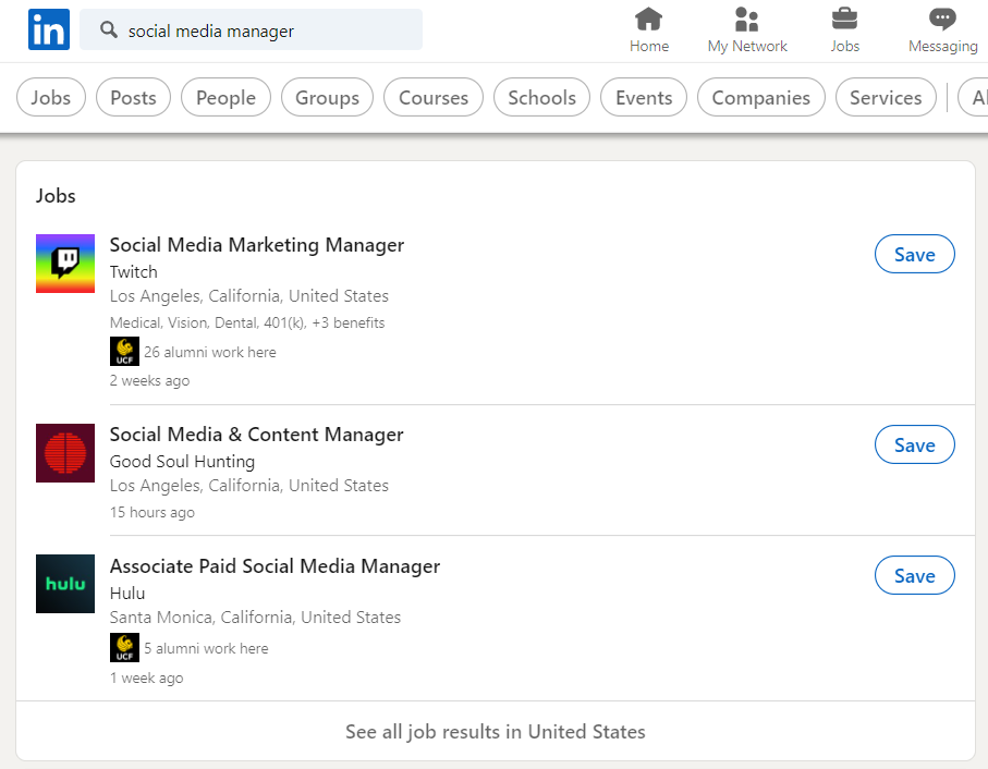 linkedin is the perfect place to hire a social media manager with their in-app listings