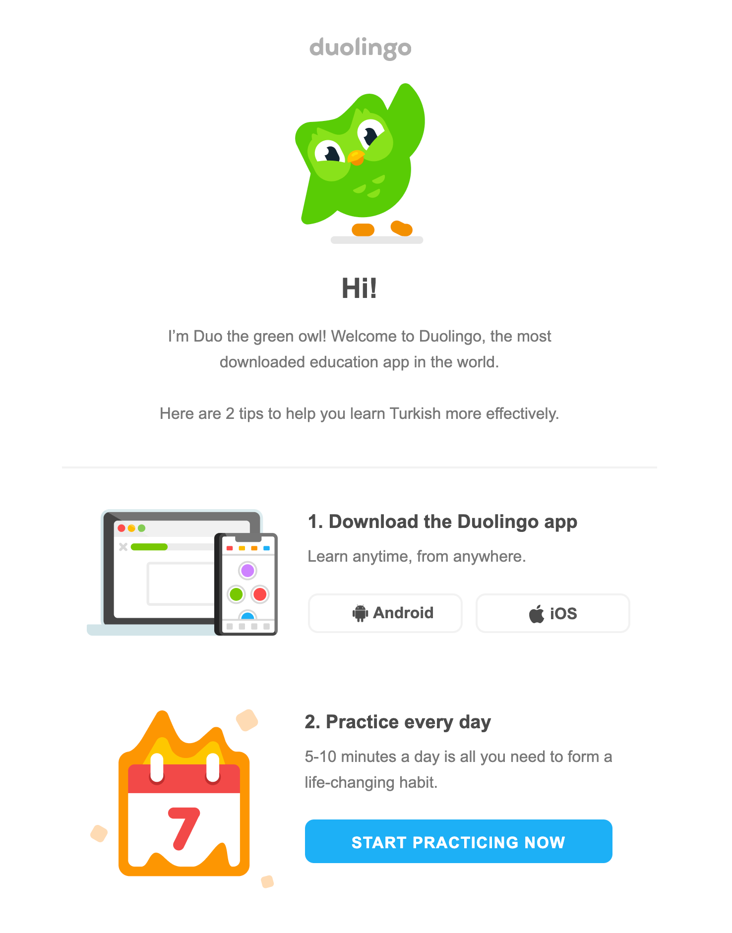 duolingo welcome email