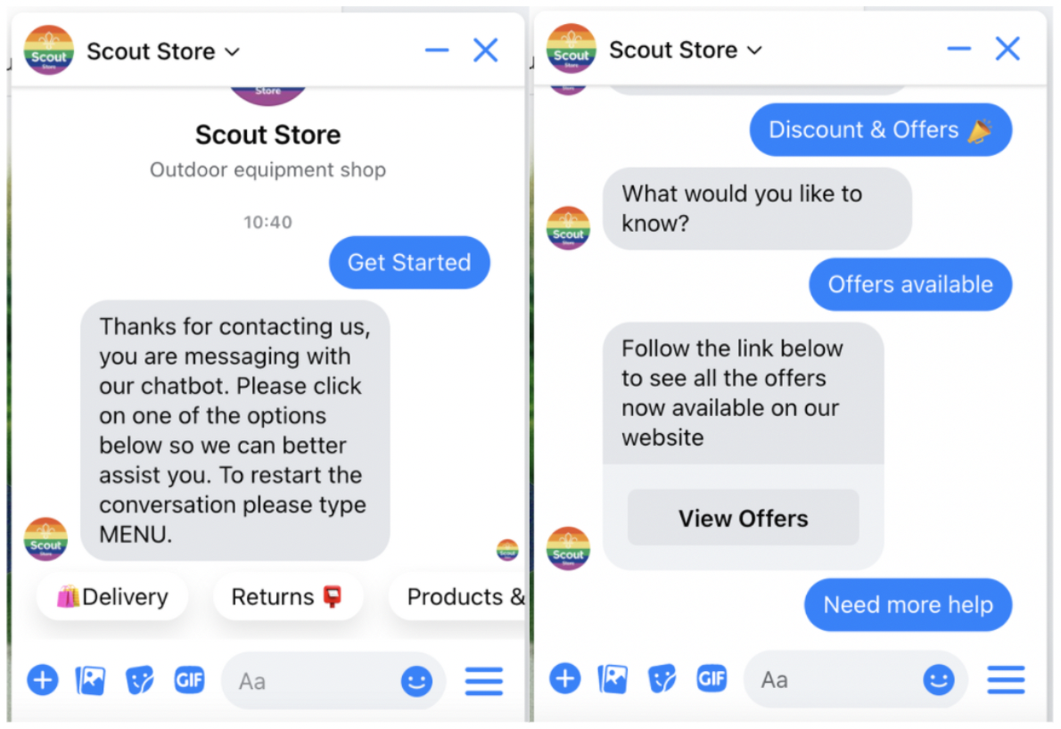Scout Store's chatbot in action