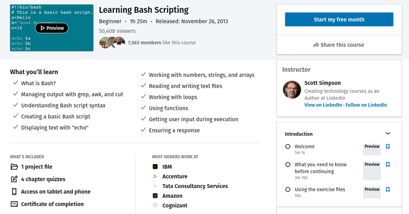 Learn Bash Scripting Linkedin