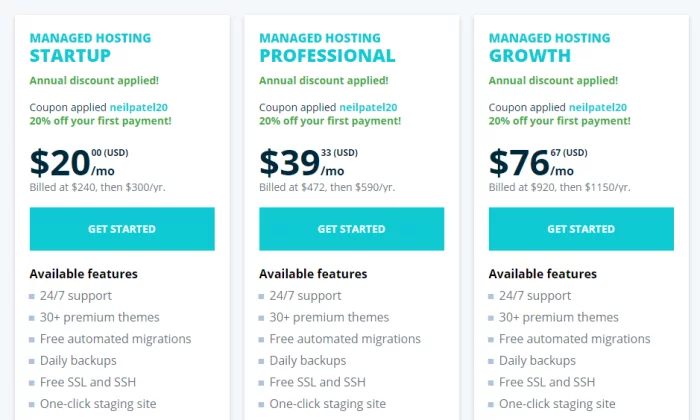 WP Engine pricing for best web hosting services