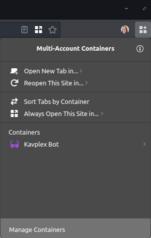 firefox containers main menu