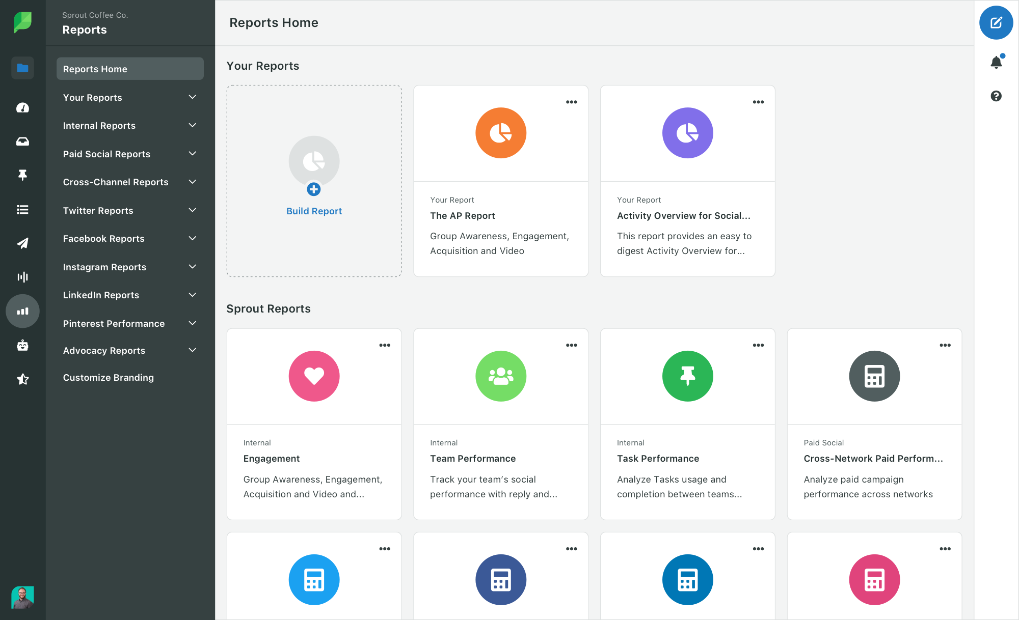 Screenshot of Sprout Social Reports dashboard
