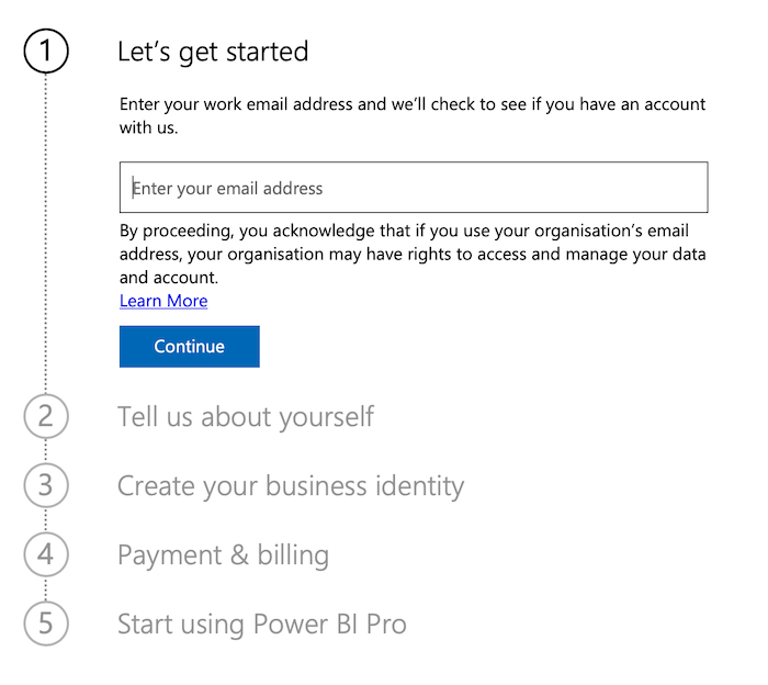 Getting Started With Power BI for Marketing - Sign Up