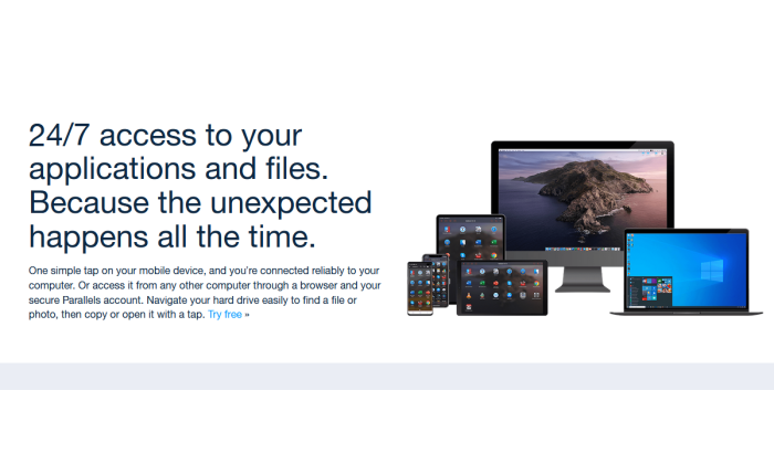 Parallels Access splash page for Best Remote Access Software