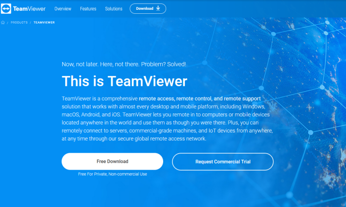 TeamViewer splash page for Best Remote Access Software